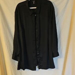 Black Button-Up Satin Blouse